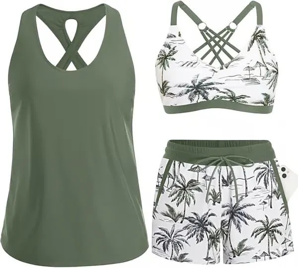 LAST DAY 49%OFF Three Piece Tankini with Shorts